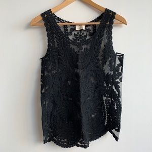 Urban Outfitters | Black Lace Sheer Top